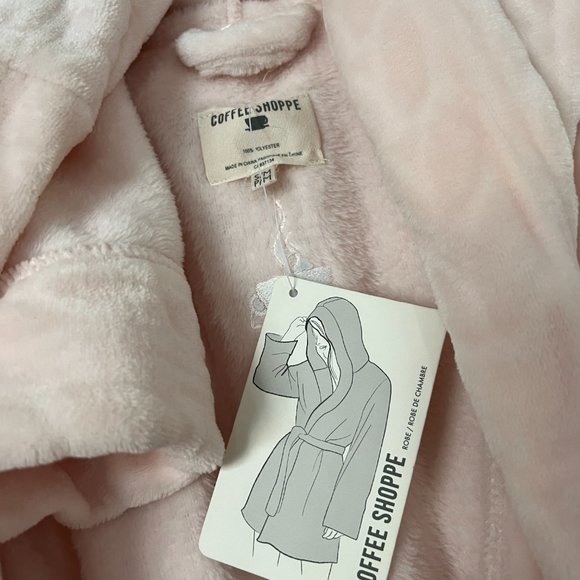 COFFEE SHOPPE Women's Spa-Day Short Hooded Wrap Robe NWT Size S/M - Picture 3 of 10